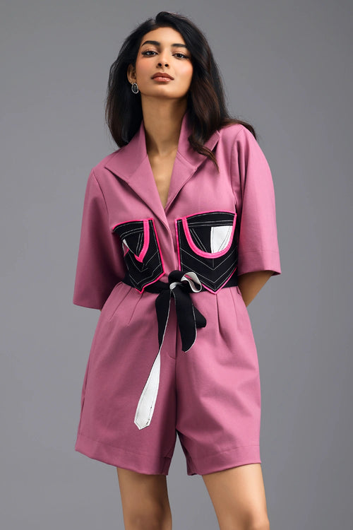 Pink Tailored Playsuit
