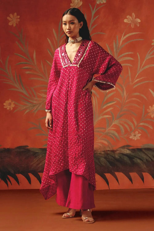 Wild Berry V Neck Asym Kurta