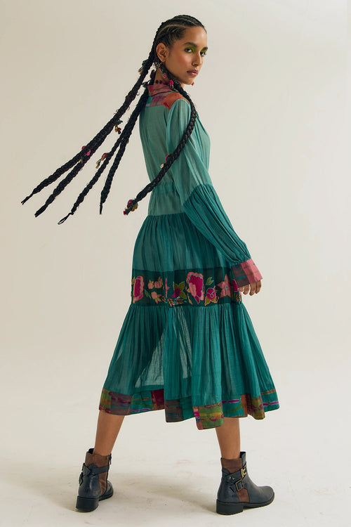 Wistiria Teal Dress