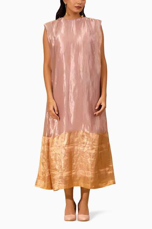 Chamak Lilac Cuffed Shoulder Dress