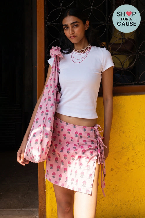 Pink Self-Tie Tote