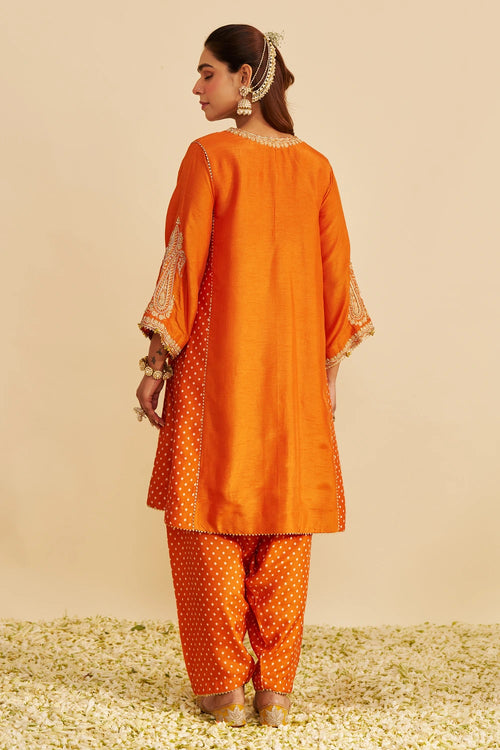 Jeriah Orange Short Chauga with Salwar