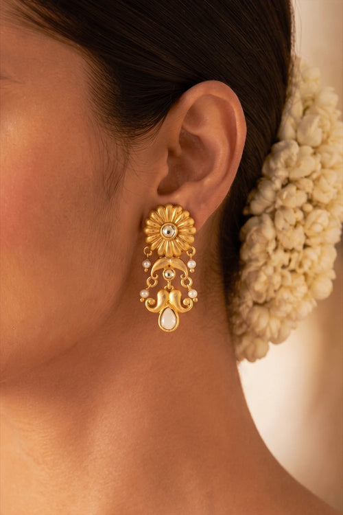 Padma Noor Earrings with Mirror Polki