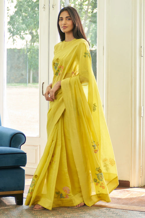Daffodil Floral Applique Saree