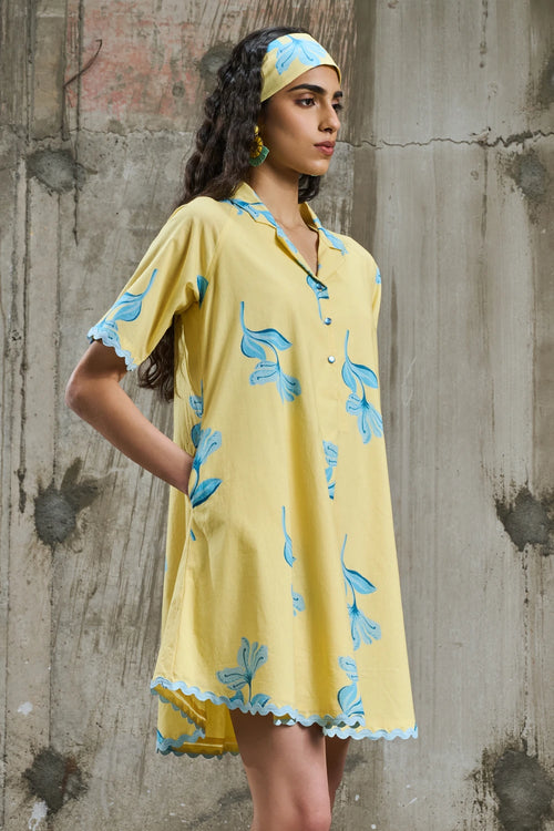 Sunlit Bloom Shirt Dress