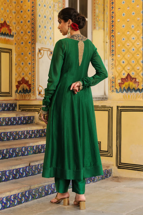 Ahista Green Kalidaar Set