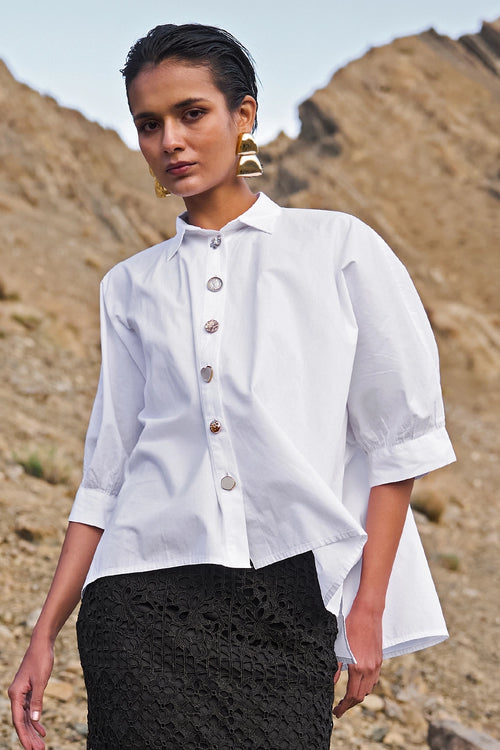 Fancy Button Boxy Shirt