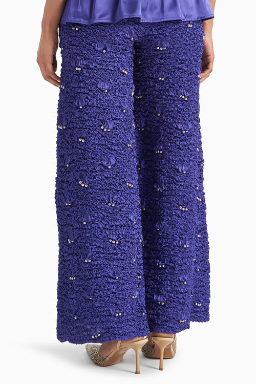 Yves Blue Smocked Wide Leg Pants