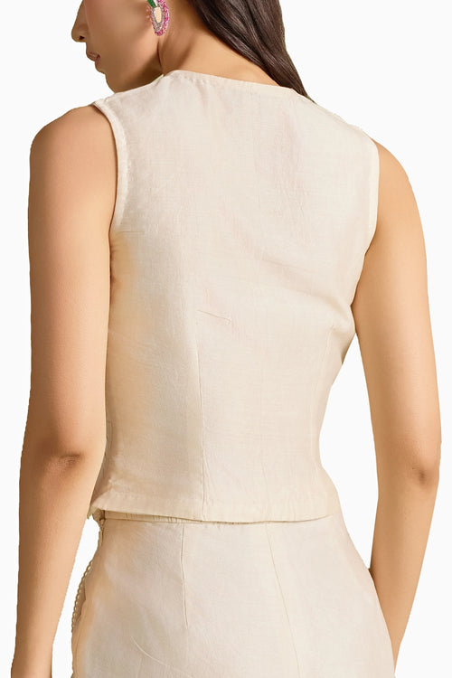 Ivory Pleated Crop Top