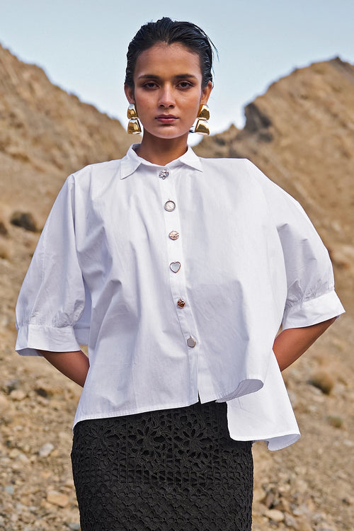 Fancy Button Boxy Shirt