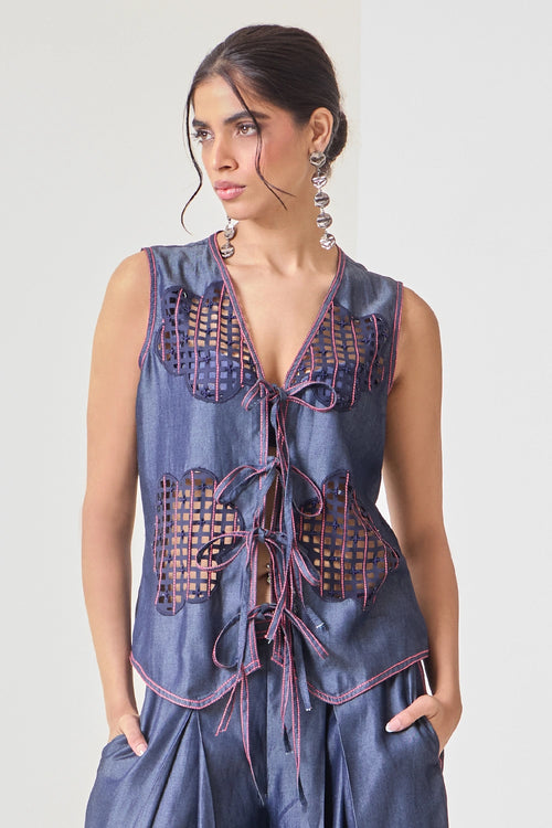 Pink Pop Denim Vest