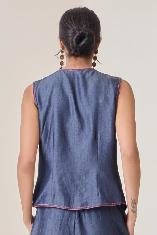 Pink Pop Denim Vest