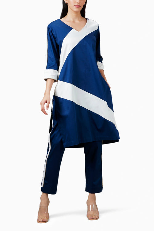 Midnight Blue Stripe Kurta Set