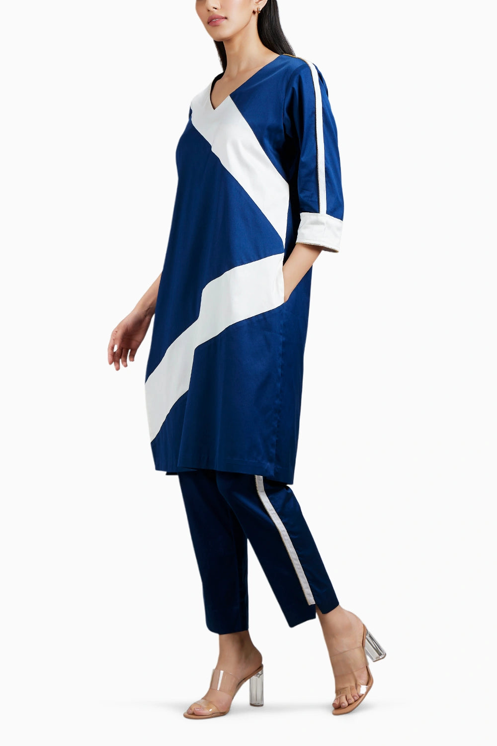 Midnight Blue Stripe Kurta Set