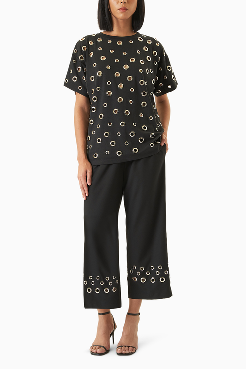 Black Eyelet T-Shirt with Tara Pants
