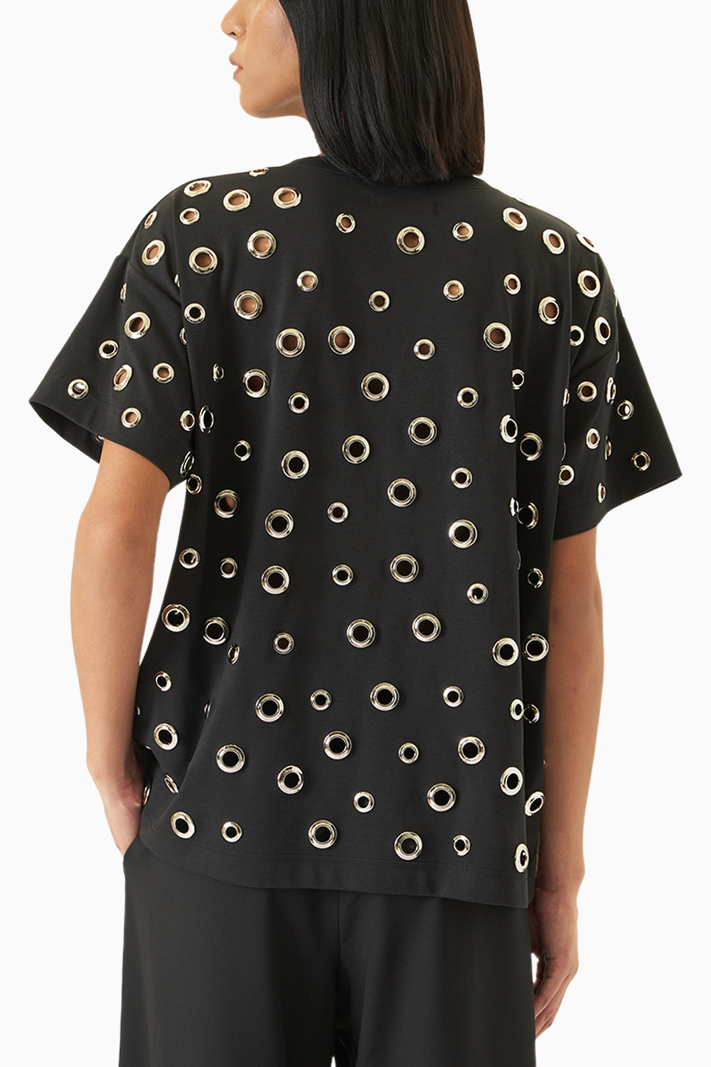 Black Bulls T-Shirt with Eyelets