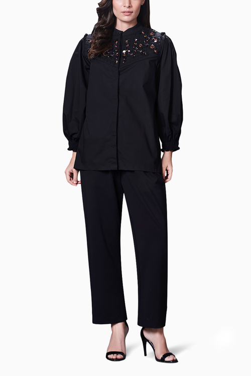 Black Quilted Jacket Style Co-ord Set