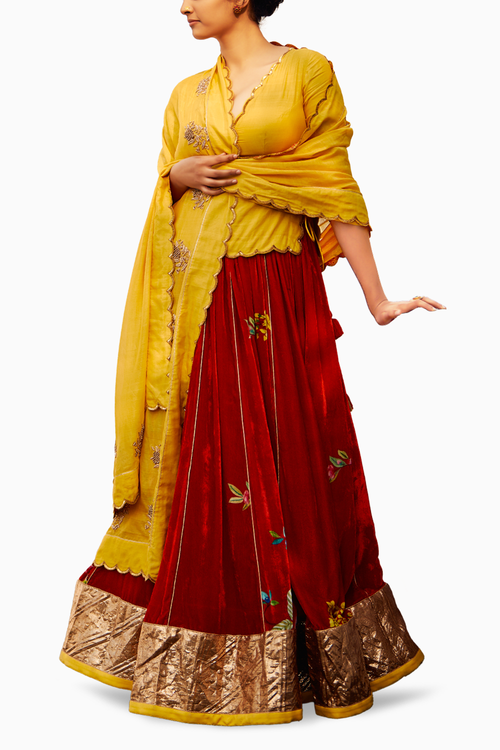 Rani Champa Makhmal Lehenga Set