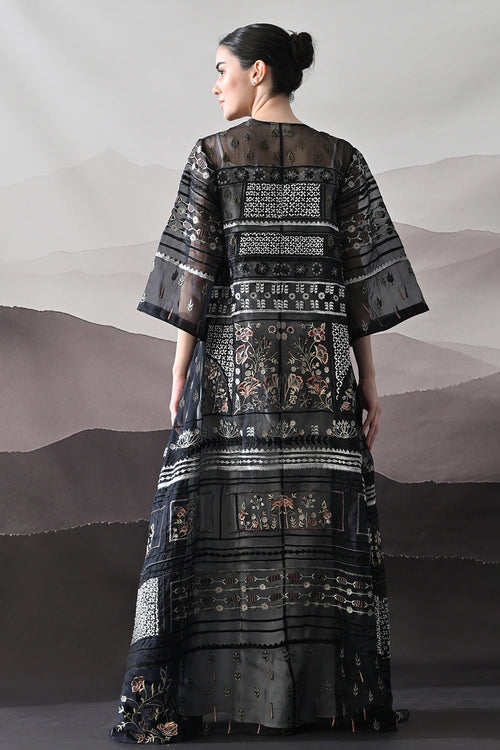 Black Kaftan With Artisanal Embroidery