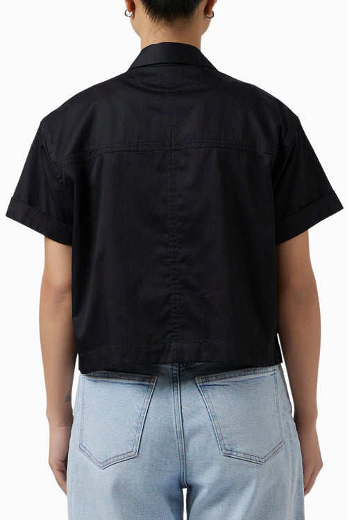 Fringe Black Crop Shirt