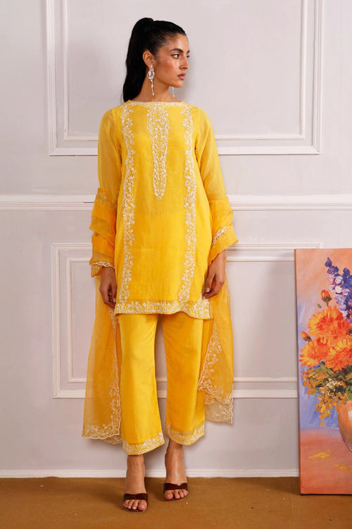 Nikhaar Mustard Kurta Set