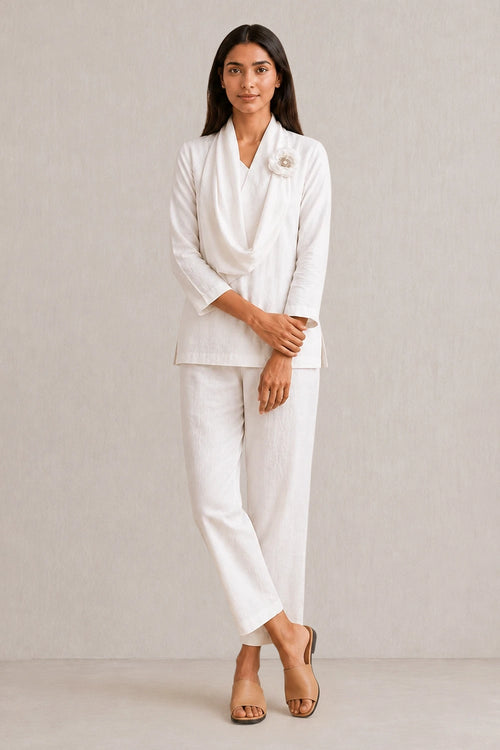 White Essentials Scarf Co-ord Set
