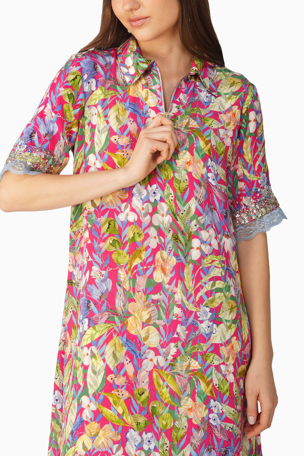 Multi Leaf Shirt Tunic Set