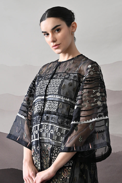 Black Kaftan With Artisanal Embroidery