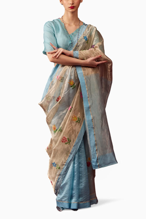 Tranquility Ice Blue Jamdani Saree