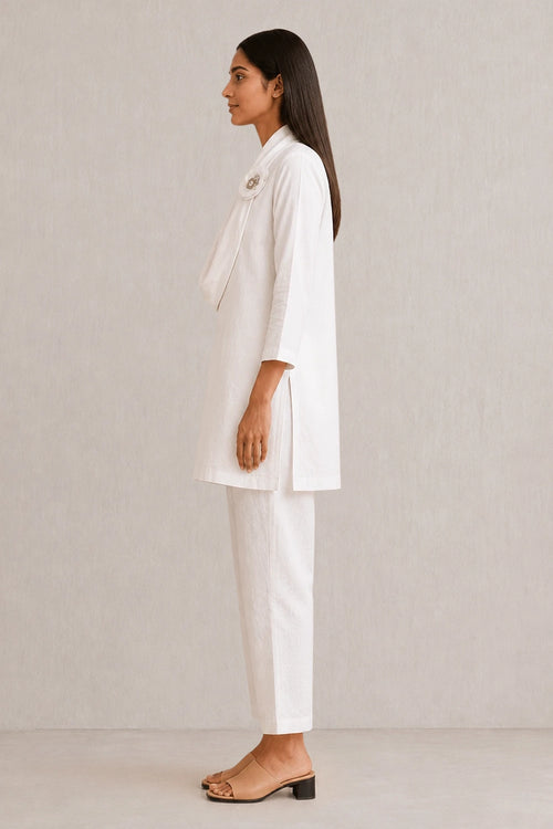 White Essentials Scarf Co-ord Set