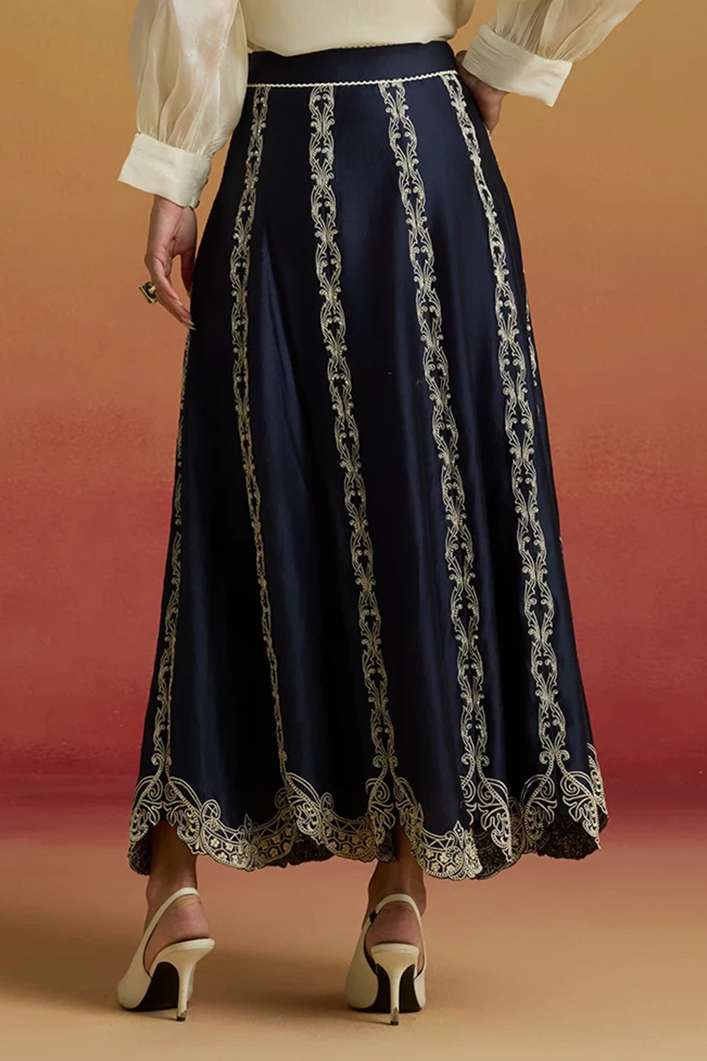 Indigo Floral Panelled Amaryllis Skirt