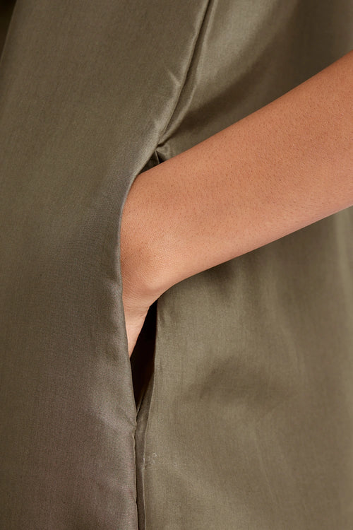 Velyra Olive Silk Dress