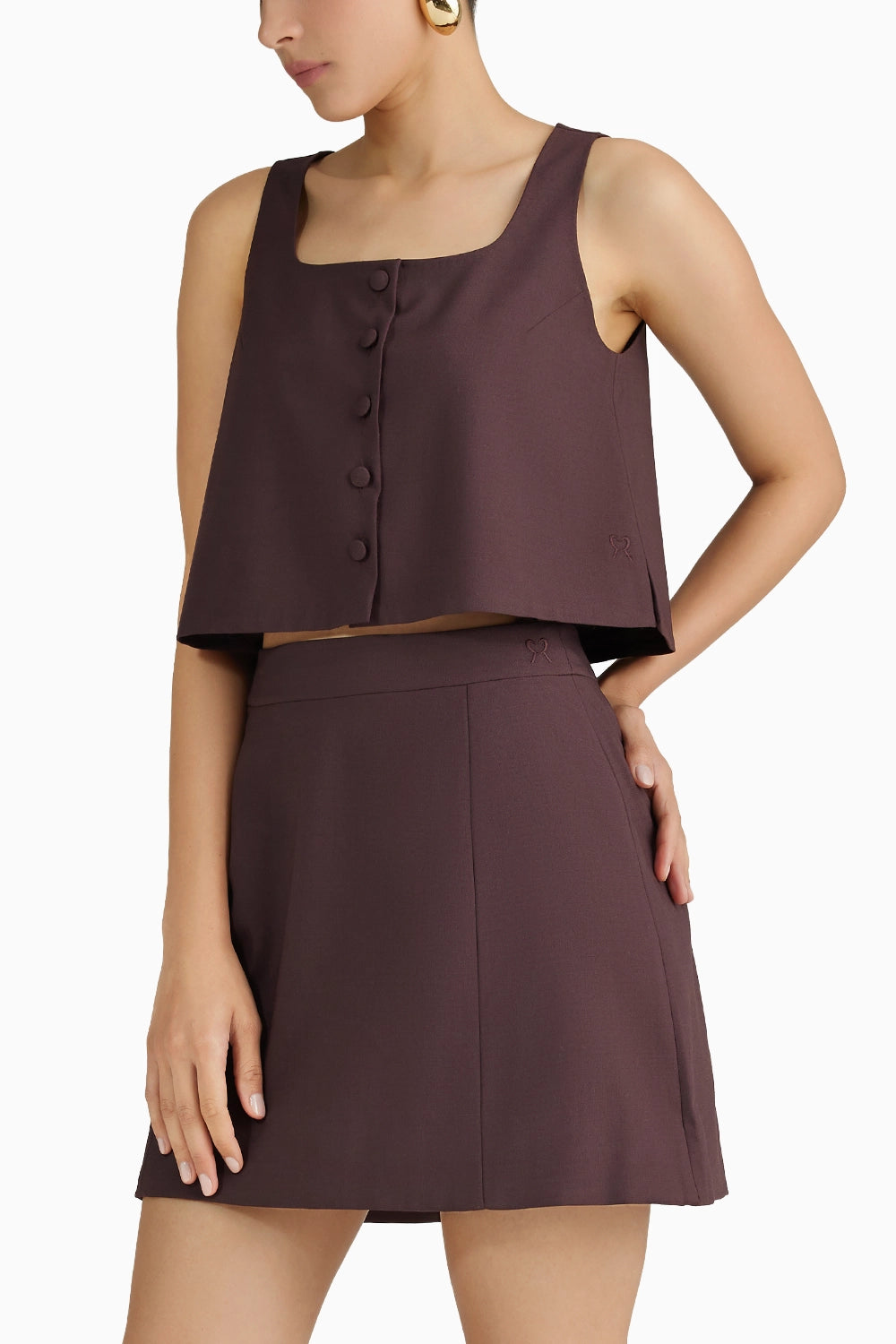 Plum Suiting Cropped Sleeveless Top