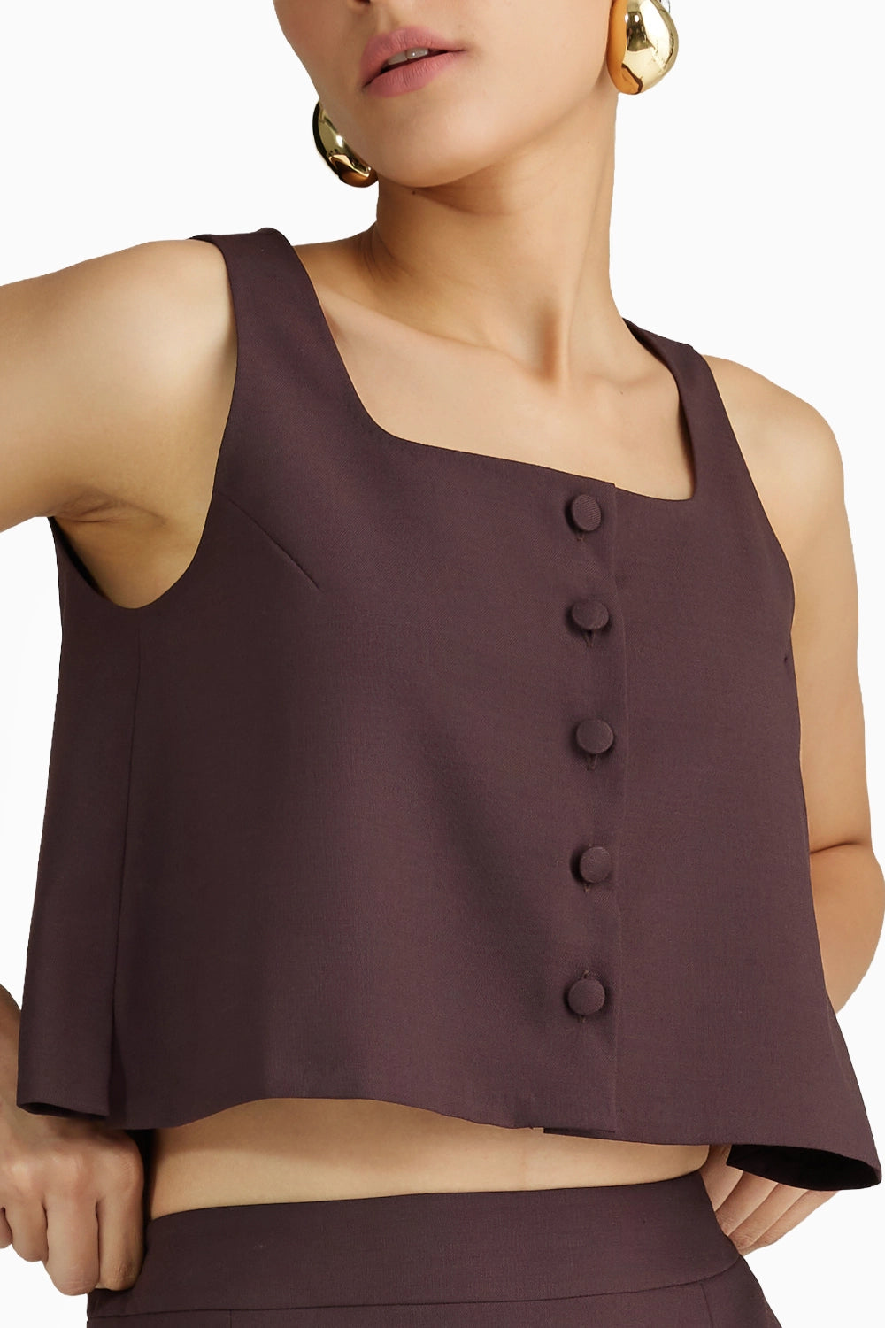Plum Suiting Cropped Sleeveless Top