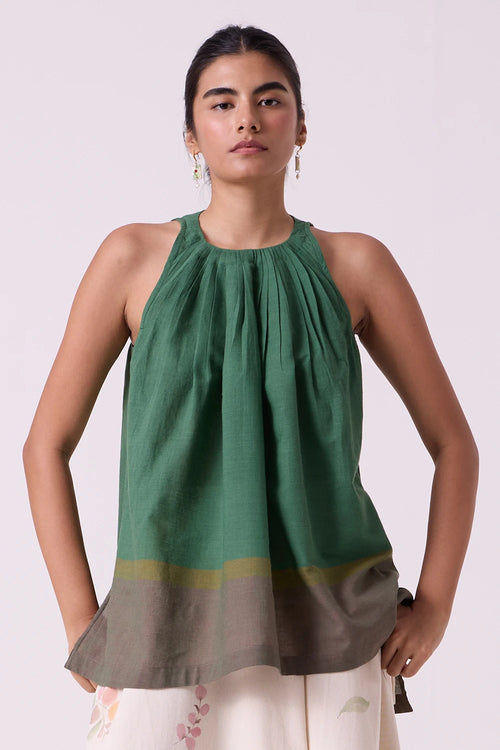 Margo Green Colourblocked Handwoven Top
