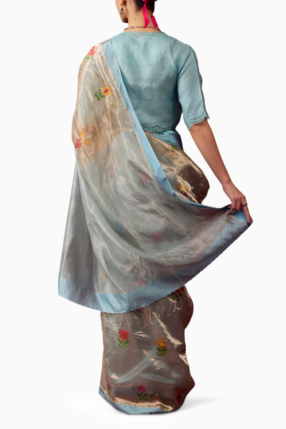 Tranquility Ice Blue Jamdani Saree