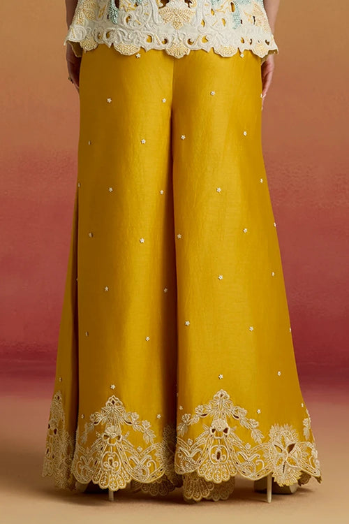 Yellow Contrast Cutwork Amaryllis Sharara