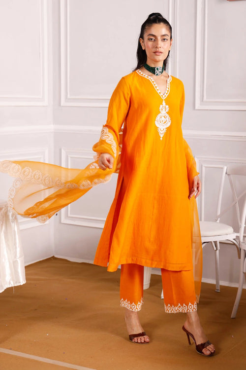Adaa Orange Suit Set