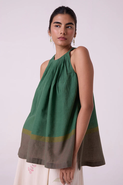 Margo Green Colourblocked Handwoven Top