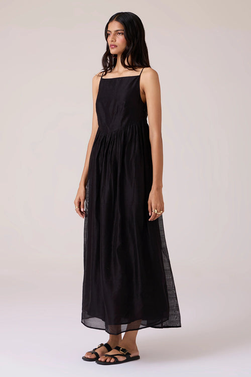 Vespera Black Handwoven Dress