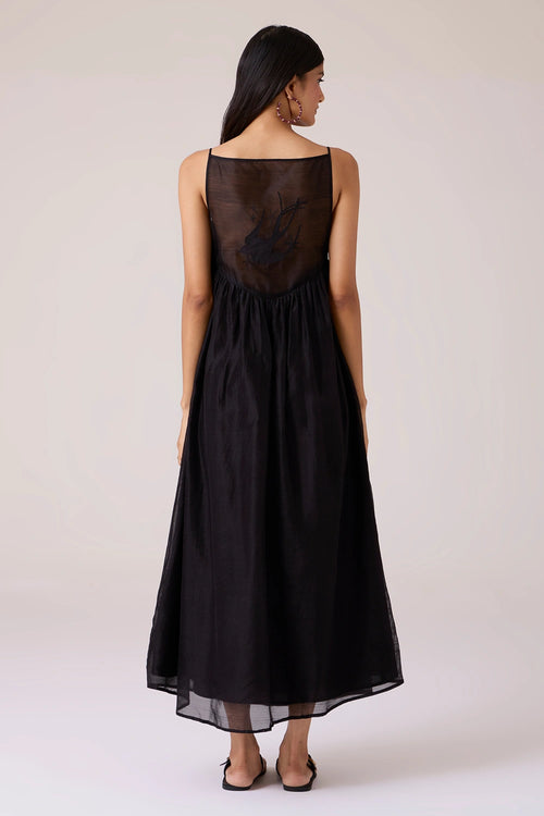 Vespera Black Handwoven Dress