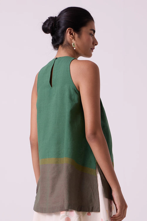 Margo Green Colourblocked Handwoven Top