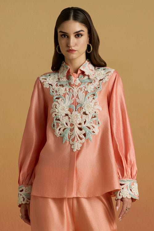 Apricot Contrast Cordwork Amaryllis Shirt