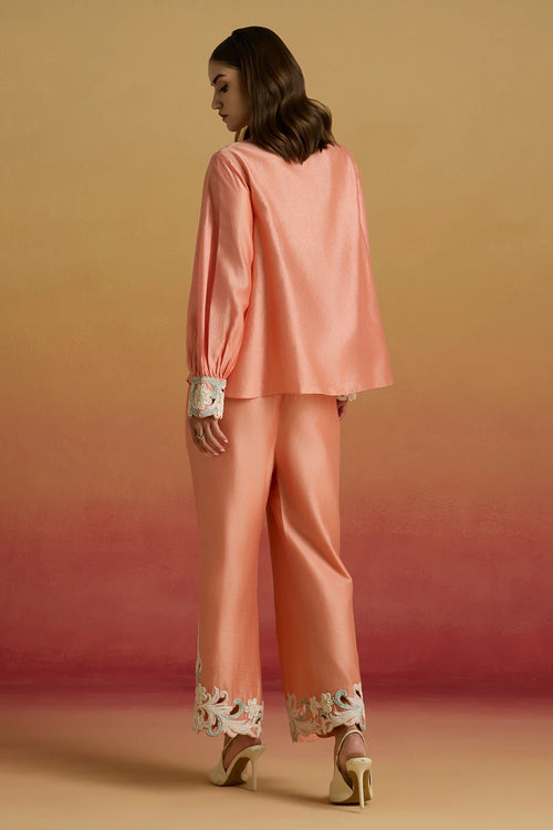Apricot Contrast Cordwork Shirt with Amaryllis Pants