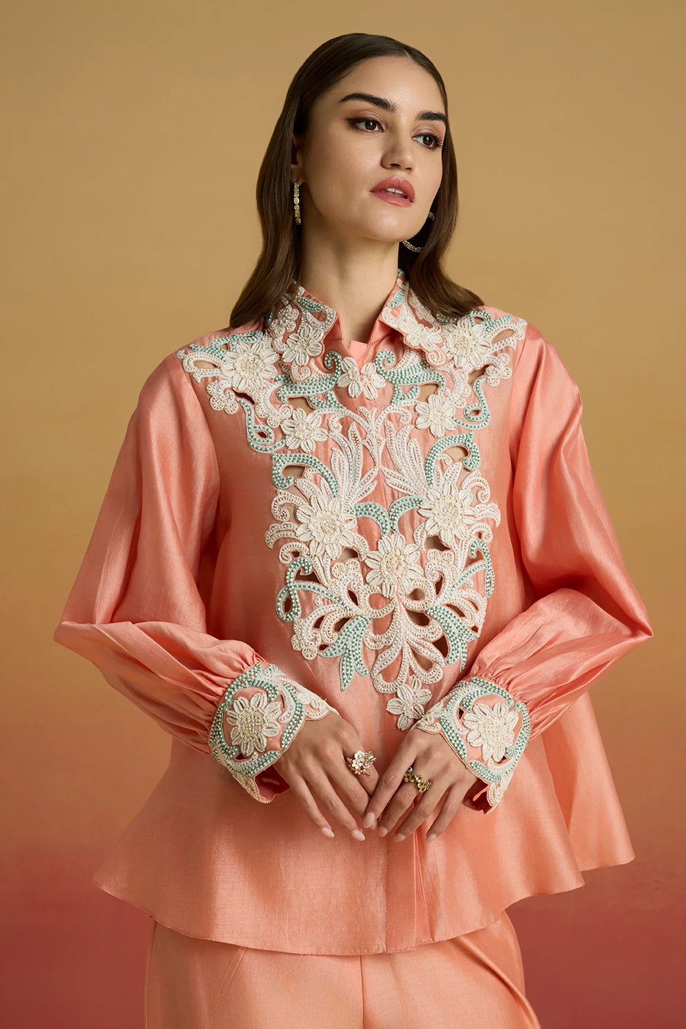 Apricot Contrast Cordwork Amaryllis Shirt