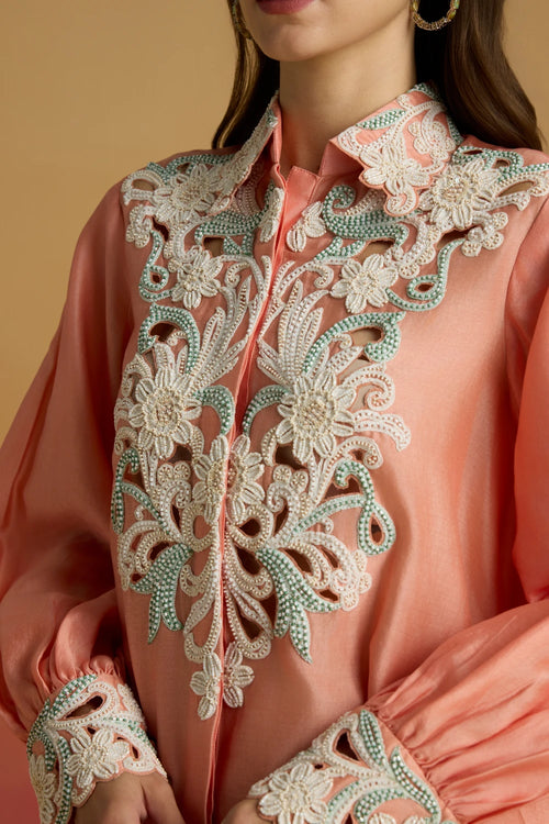 Apricot Contrast Cordwork Amaryllis Shirt