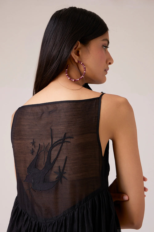 Vespera Black Handwoven Dress