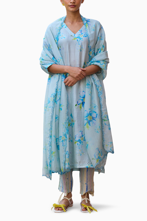 Dawn Poppy Blue Kurta Set