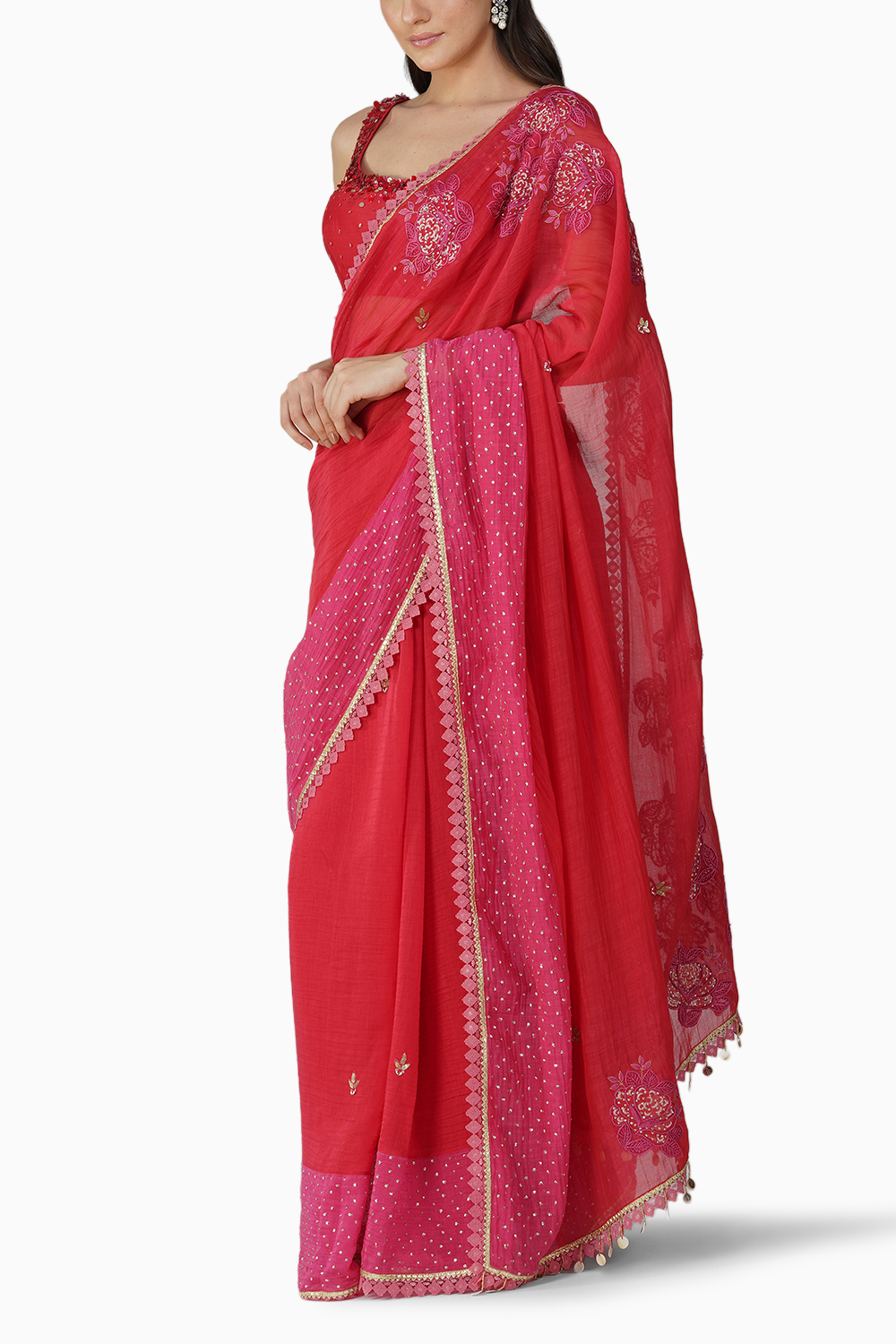 Starry Rose Two-Tone Saree Set