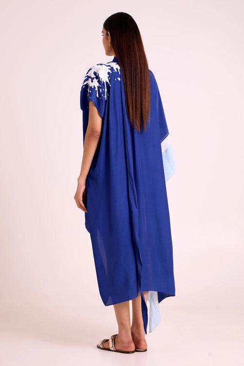 Ray Electric Blue Neck Scarf Kaftan